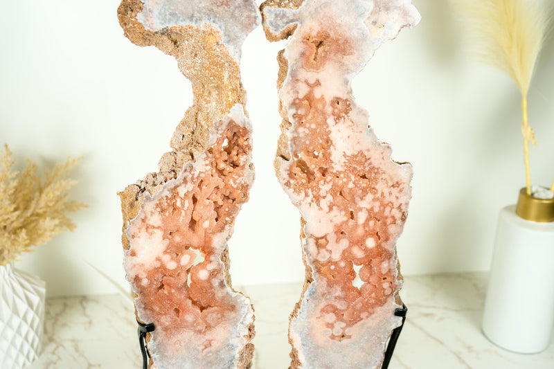 Gorgeous Tall Pink Amethyst Wings, AAA Pink Butterfly Wing Geode with Galaxy Amethyst Druzy