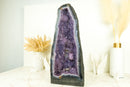Hohe Kathedrale aus Spitzenachat-Geode mit lavendel-violettem Galaxie-Amethyst und Blumenrosette