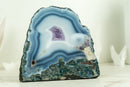 Small Natural White and Blue Lace Agate Geode with Moss Agate Inclusions