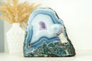 Small Natural White and Blue Lace Agate Geode with Moss Agate Inclusions