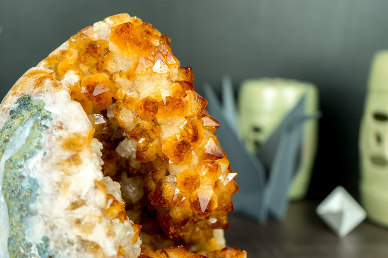 Rare AAA Citrine Flower Crystal Cluster, Self Standing with Deep Orange and Perfect Druzy