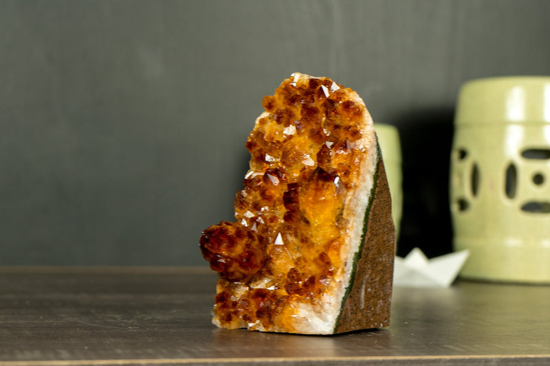 Citrine Crystal Cluster with Rich Madeira Citrine Druzy Color