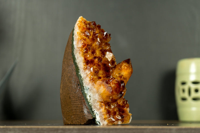 Citrine Crystal Cluster with Rich Madeira Citrine Druzy Color