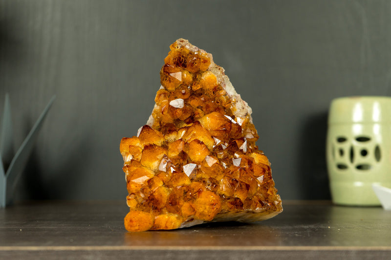 AAA Citrine Crystal Cluster with Orange Madeira Citrine Flower Druzy