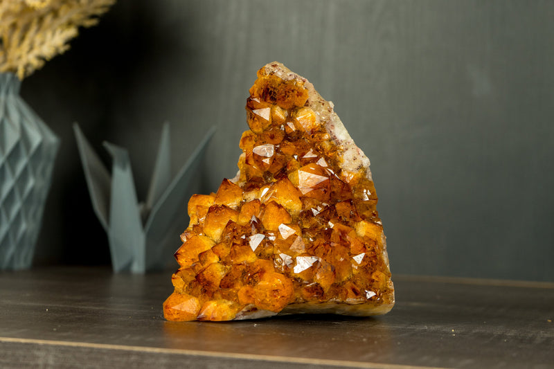 AAA Citrine Crystal Cluster with Orange Madeira Citrine Flower Druzy