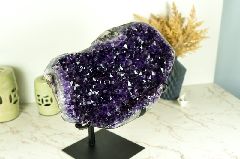 AAA Grade Amethyst Cluster with Dark Purple Druzy Points