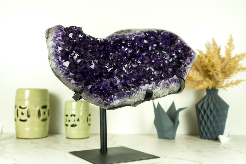 AAA Grade Amethyst Cluster with Dark Purple Druzy Points