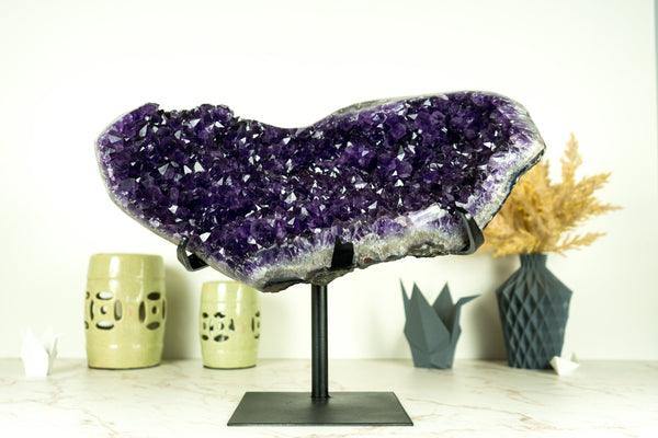 AAA Grade Amethyst Cluster with Dark Purple Druzy Points