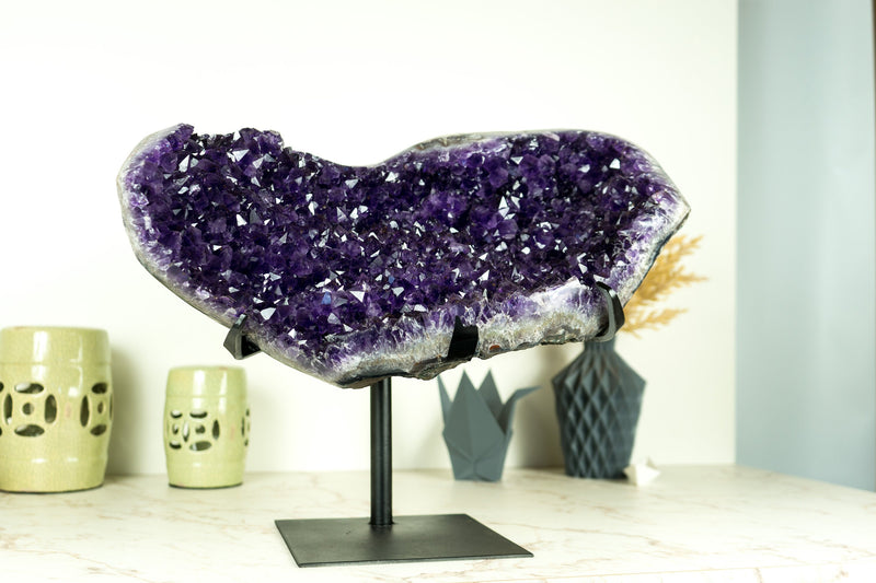 AAA Grade Amethyst Cluster with Dark Purple Druzy Points