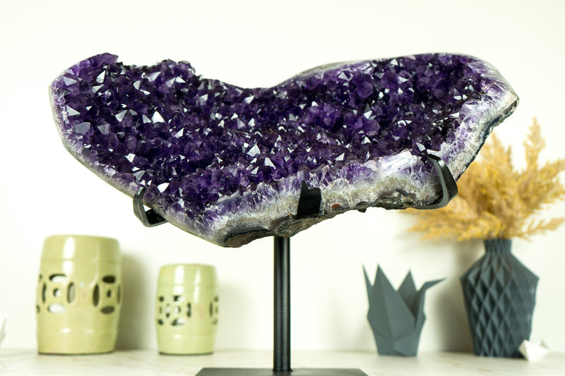 AAA Grade Amethyst Cluster with Dark Purple Druzy Points