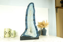 Tall Blue Lace Agate Geode Cathedral with Banded Agate and Clear Amethyst