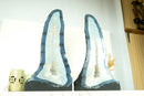 Pair of Tall Blue Lace Agate Geode Cathedrals with Banded Agate and Amethyst Crystal