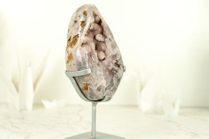 Small Pink Amethyst Geode with Pink and Purple Sugar Amethyst Druzy on Stand