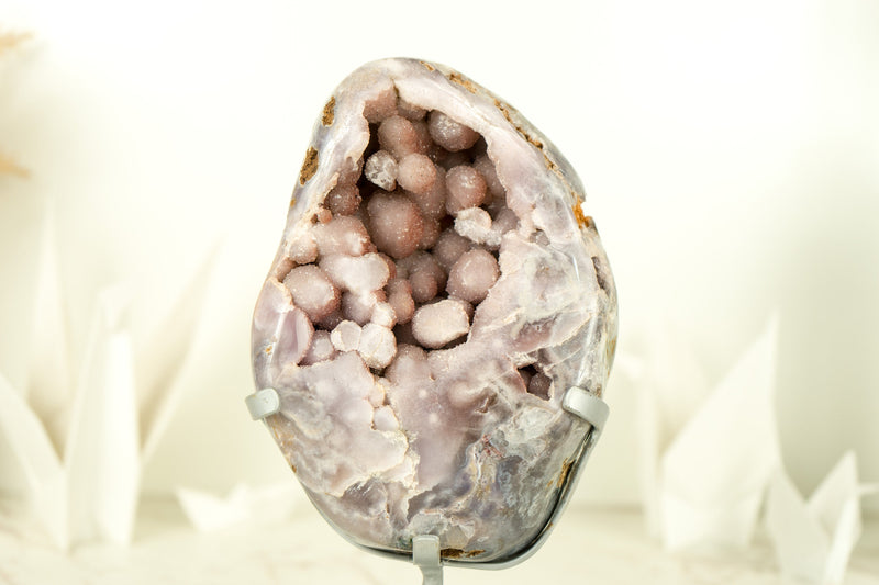 Small Pink Amethyst Geode with Pink and Purple Sugar Amethyst Druzy on Stand