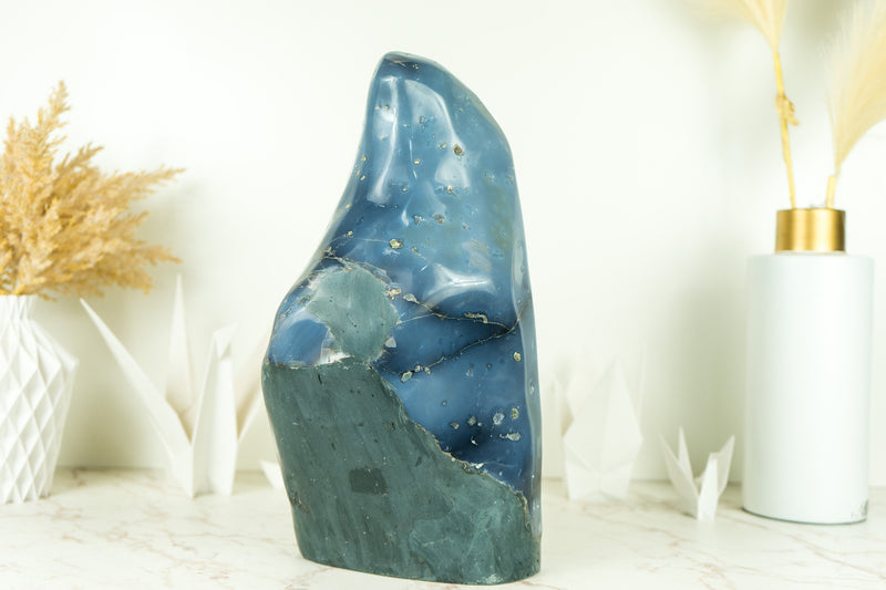 Exceptional White Lace Agate Geode with Galaxy Amethyst Druzy