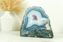 Small Natural White and Blue Lace Agate Geode with Moss Agate Inclusions