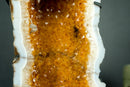 Orange Citrine Crystal Geode with Rare Squared Formation and White Agate Matrix