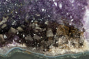 Rare Amethyst Cathedral Geode on Banded Agate, with Purple Amethyst with Golden Goethite