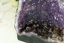 Rare Amethyst Cathedral Geode on Banded Agate, with Purple Amethyst with Golden Goethite