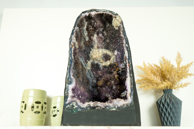 Galaxy Amethyst Geode Cathedral with Sugar Druzy and Rare Inclusions, Natural