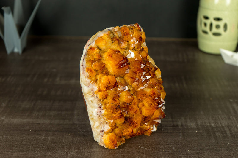 AAA Citrine Crystal Cluster with Rich Deep Orange Citrine Druzy, Self Standing