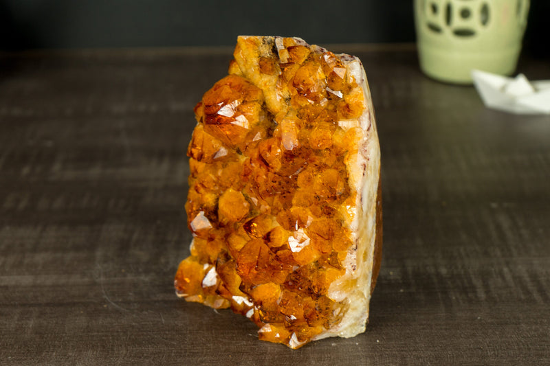 AAA Citrine Crystal Cluster with Rich Deep Orange Citrine Druzy, Self Standing