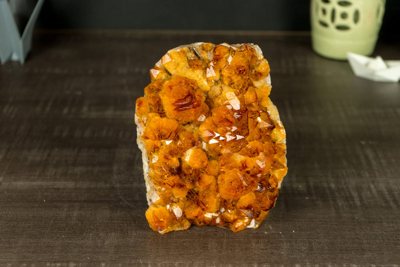 AAA Citrine Crystal Cluster with Rich Deep Orange Citrine Druzy, Self Standing