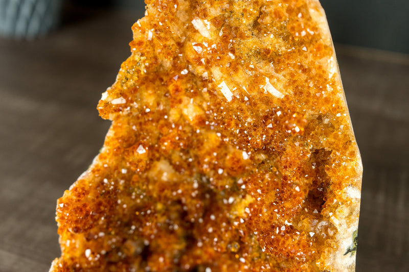 Rare Deep Orange Citrine with Stalactite Flowers and Orange Madeira Galaxy Druzy - 3.8 Kg - 8.4 lb - E2D Crystals & Minerals