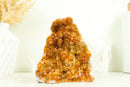 Gorgeous Citrine Cluster with Rare Stalactite Flowers and Deep Orange Galaxy Druzy
