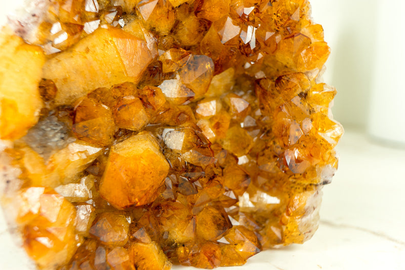 AAA Citrine Crystal Cluster with Large Shiny Orange Citrine Druzy, Self Standing - 1.7 Kg - 3.8 lb - E2D Crystals & Minerals