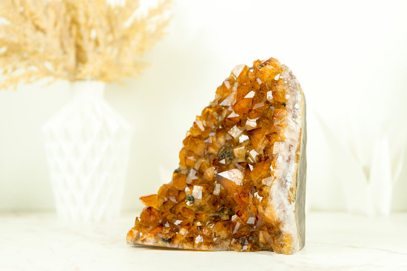 AAA Citrine Crystal Cluster with Orange Madeira and Calcite Covered by Galaxy Druzy, Self Standing - 2.2 Kg - 4.8 lb - E2D Crystals & Minerals