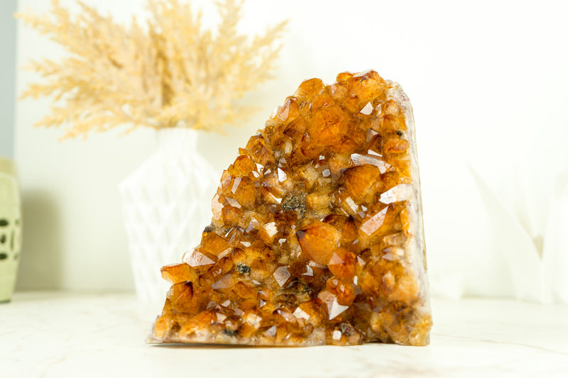 AAA Citrine Crystal Cluster with Orange Madeira and Calcite Covered by Galaxy Druzy, Self Standing - 2.2 Kg - 4.8 lb - E2D Crystals & Minerals