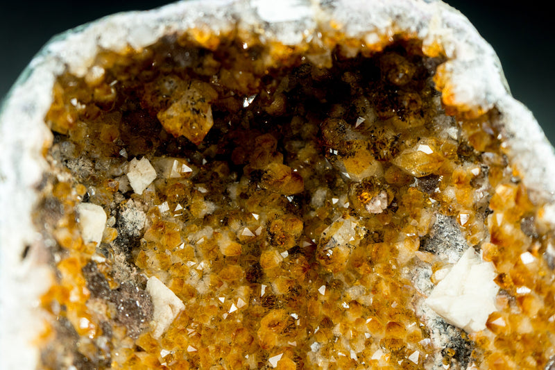 Gorgeous Citrine Crystal Geode with Flowers, Calcite, and Galaxy Druzy