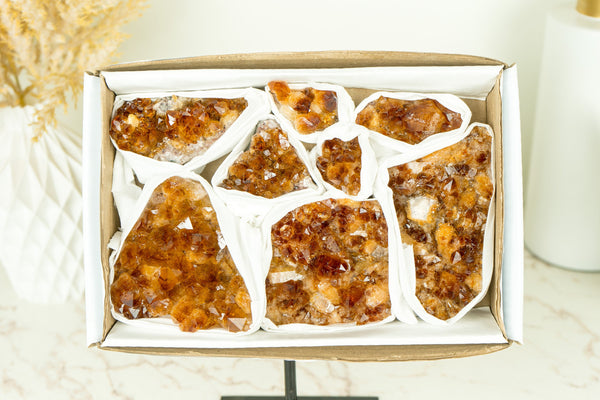 Wholesale Super Extra Quality Madeira Citrine Clusters Flat Box - Mineral Flat, Wholesale Bulk