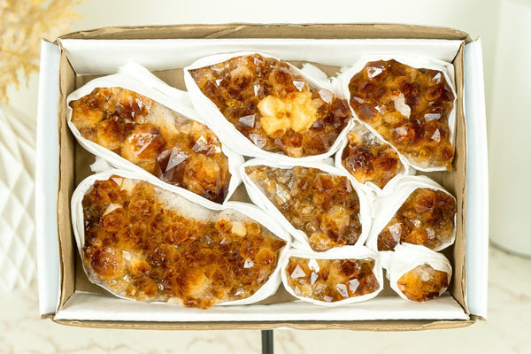 Wholesale Super Extra Quality Madeira Citrine Clusters Flat Box - Mineral Flat, Wholesale Bulk