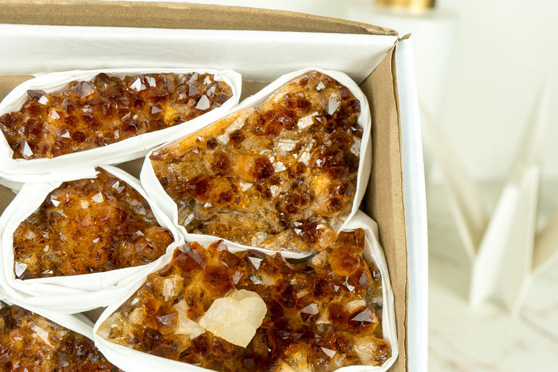 Wholesale AAA Quality Madeira Citrine Clusters Flat Box - Mineral Flat, Wholesale Bulk