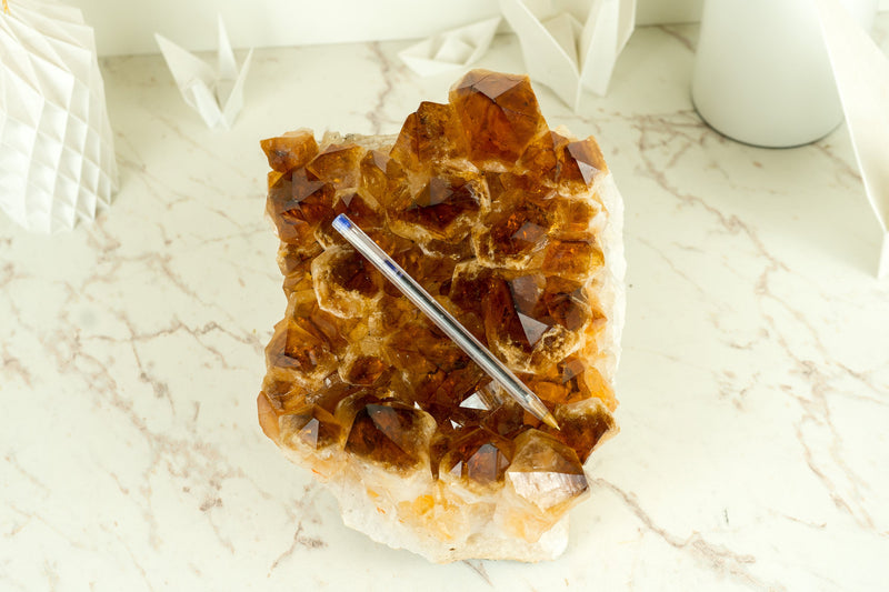 Large AAA Natural Citrine Cluster with Super Extra, Deep Orange Madeira Citrine Crystal Druzy