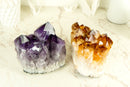 Set of X-Large Amethyst and Citrine Clusters, AAA Quality - Natural, Deep Purple and Orange Colors
