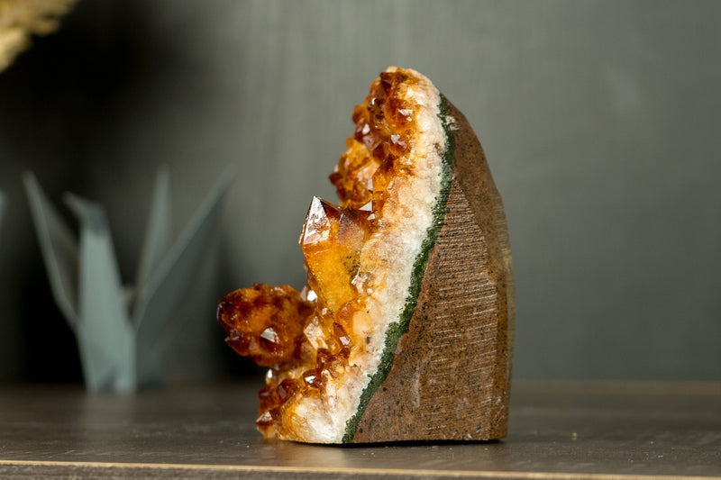 Citrine Crystal Cluster with Rich Madeira Citrine Druzy Color