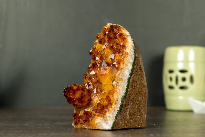 Citrine Crystal Cluster with Rich Madeira Citrine Druzy Color