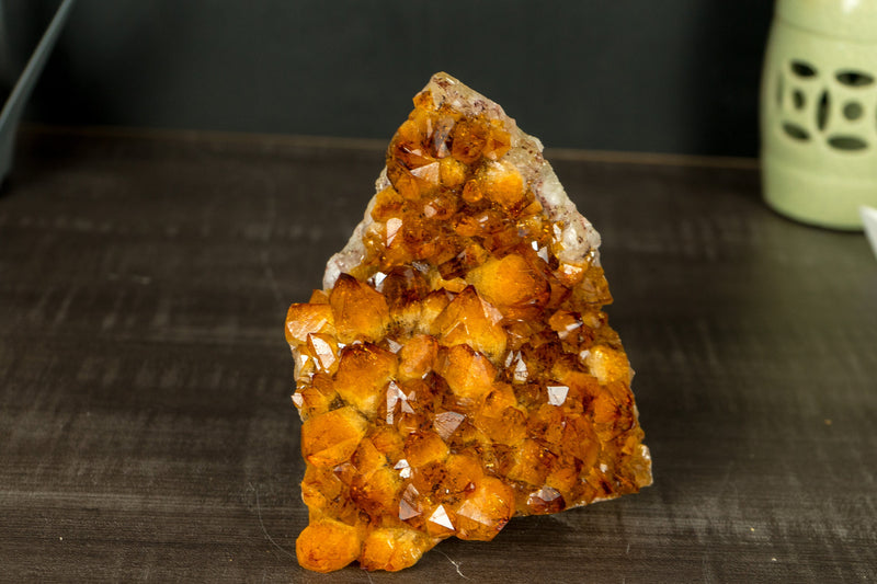 AAA Citrine Crystal Cluster with Orange Madeira Citrine Flower Druzy