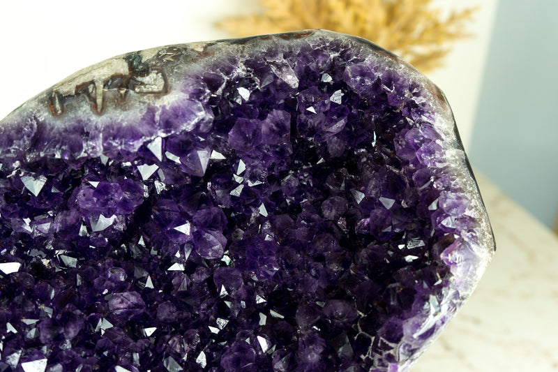 AAA Grade Amethyst Cluster with Dark Purple Druzy Points