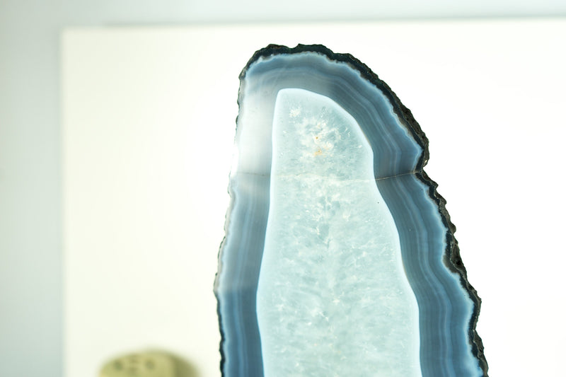 24 In Tall Blue Lace Agate Geode Cathedral with Banded Agate and Amethyst, Large 46 Lb