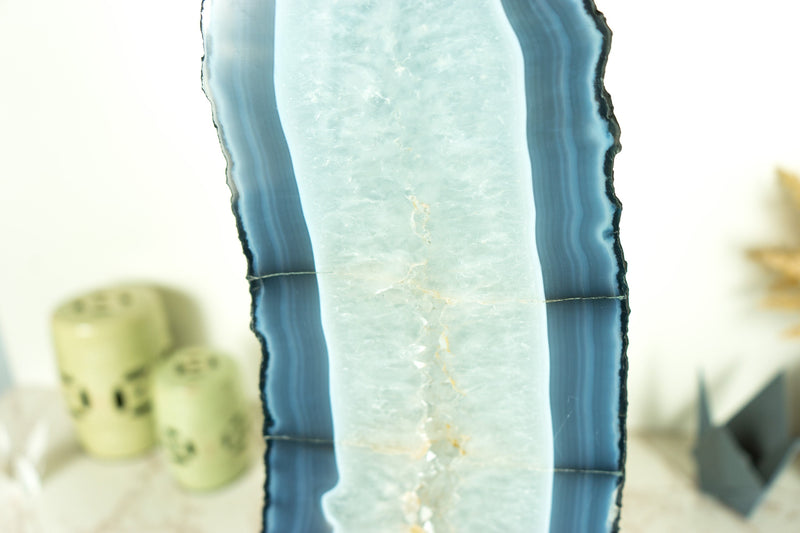 24 In Tall Blue Lace Agate Geode Cathedral with Banded Agate and Amethyst, Large 46 Lb