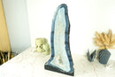 Tall Blue Lace Agate Geode Cathedral with Banded Agate and Clear Amethyst