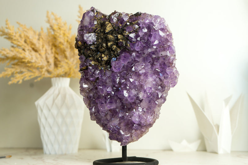 Rare Amethyst Cluster with Black Sugar Coated Druzy and Deep Purple Amethyst, Natural & Ethical 3.1 Kg - 6.8 lb - E2D Crystals & Minerals