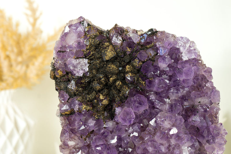 Rare Amethyst Cluster with Black Sugar Coated Druzy and Deep Purple Amethyst, Natural & Ethical 3.1 Kg - 6.8 lb - E2D Crystals & Minerals