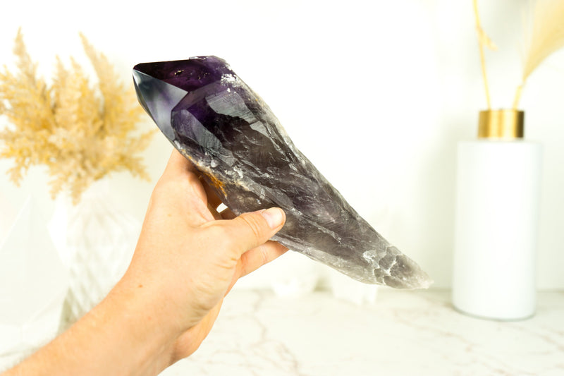 XL-Zepter aus tiefviolettem Amethyst, 11 Zoll, roher und natürlicher AAA-Bahia-Amethyst