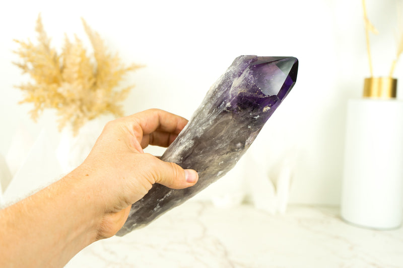 XL-Zepter aus tiefviolettem Amethyst, 11 Zoll, roher und natürlicher AAA-Bahia-Amethyst