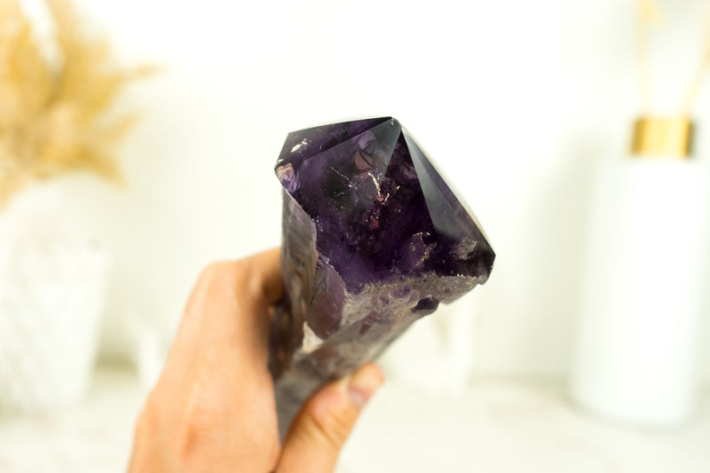 Dragon Tooth Amethyst, Raw and Natural Bahia Amethyst Scepter, Deep Purple, XL